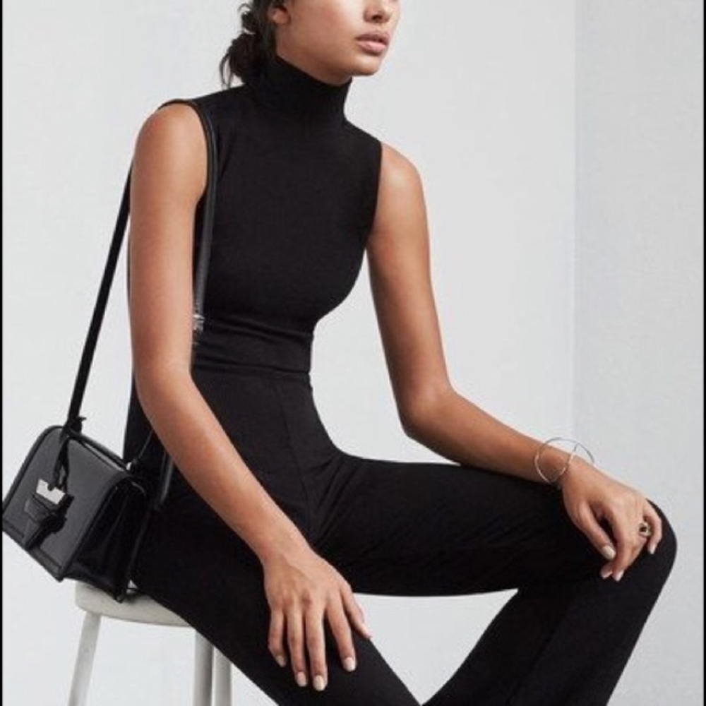 Reformation Black Sleeveless Turtleneck Jumpsuit
